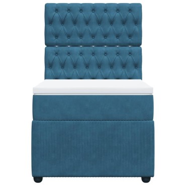 vidaXL Κρεβάτι Boxspring με Στρώμα Σκούρο Μπλε 80 x 200 εκ. Βελούδινο