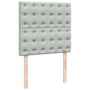 vidaXL Κρεβάτι Boxspring με Στρώμα Ανοιχτό Γκρι 90x200 εκ. Βελούδινο
