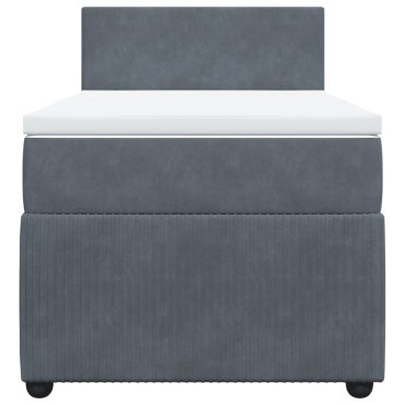 vidaXL Κρεβάτι Boxspring με Στρώμα Σκούρο Γκρι 90x190 εκ. Βελούδινο