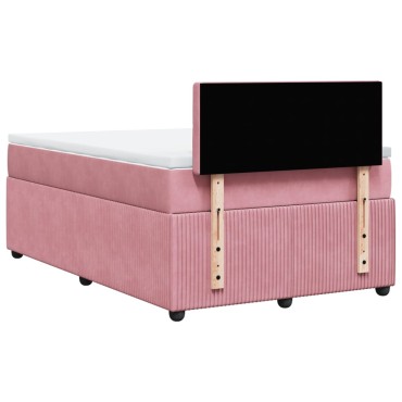 vidaXL Κρεβάτι Boxspring με Στρώμα Ροζ 120x200cm Βελούδινο 1 τεμ. - Μονό