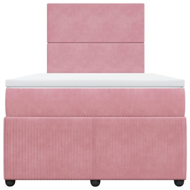 vidaXL Κρεβάτι Boxspring με Στρώμα Ροζ 120x200 εκ. Βελούδινο