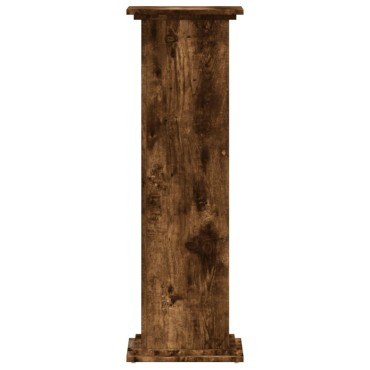 vidaXL Βάσεις Φυτών Καπνιστή Δρυς 33x33x100εκ Επεξεργασμένο Ξύλο