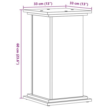 vidaXL Βάση Γλάστρας Μαύρη 33x33x60 εκ. από Επεξεργασμένο Ξύλο