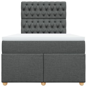 vidaXL Κρεβάτι Boxspring με Στρώμα Σκούρο Γκρι 120x200 εκ. Υφασμάτινο