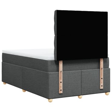 vidaXL Κρεβάτι Boxspring με Στρώμα Σκούρο Γκρι 120x200 εκ. Υφασμάτινο