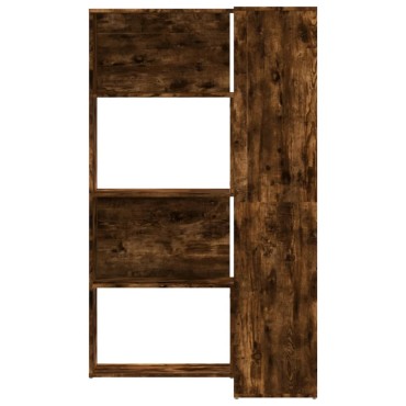 vidaXL Βιβλιοθήκη Γωνιακή 4 Επ. Καπνιστή Δρυς 85x85x140cm Επεξ. Ξύλο 1 τεμ.