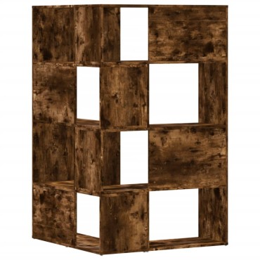 vidaXL Βιβλιοθήκη Γωνιακή 4 Επ. Καπνιστή Δρυς 85x85x140cm Επεξ. Ξύλο 1 τεμ.