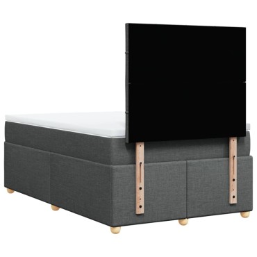 vidaXL Κρεβάτι Boxspring με Στρώμα Σκούρο Γκρι 120x190 εκ Υφασμάτινο