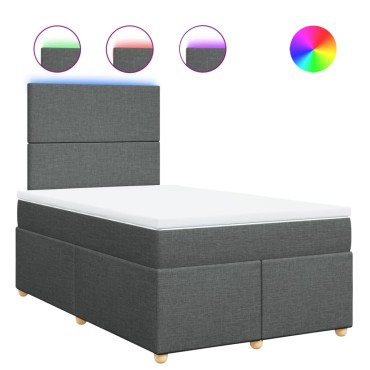 vidaXL Κρεβάτι Boxspring με Στρώμα Σκούρο Γκρι 120x200 εκ. Υφασμάτινο