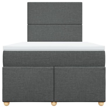 vidaXL Κρεβάτι Boxspring με Στρώμα Σκούρο Γκρι 120x200 εκ. Υφασμάτινο