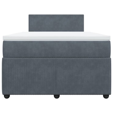 vidaXL Κρεβάτι Boxspring με Στρώμα Σκούρο Γκρι 120x200 εκ. Βελούδινο