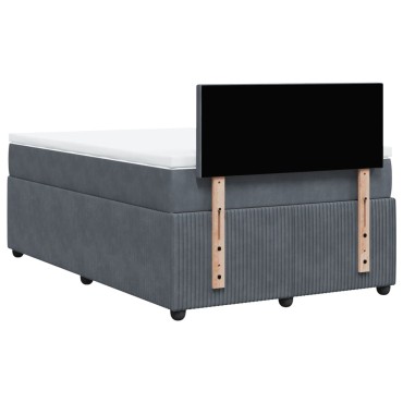 vidaXL Κρεβάτι Boxspring με Στρώμα Σκούρο Γκρι 120x200 εκ. Βελούδινο