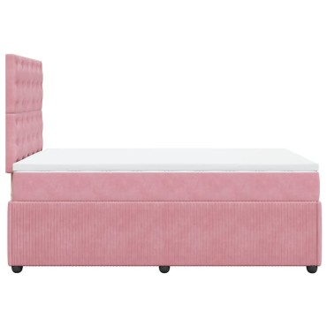 vidaXL Κρεβάτι Boxspring με Στρώμα Ροζ 120x200 εκ. Βελούδινο