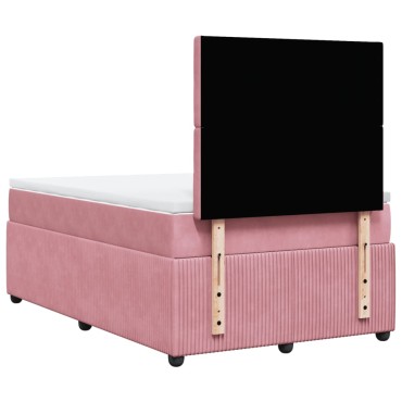 vidaXL Κρεβάτι Boxspring με Στρώμα Ροζ 120x200 εκ. Βελούδινο