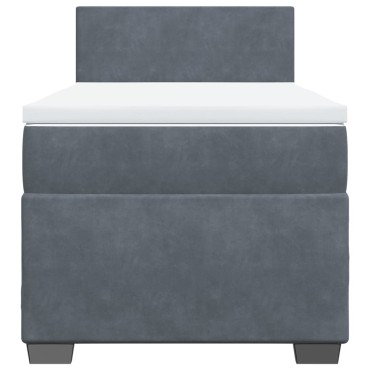 vidaXL Κρεβάτι Boxspring με Στρώμα Σκούρο Γκρι 90x200 εκ. Βελούδινο