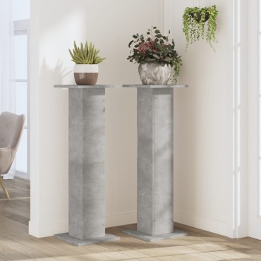 vidaXL Βάσεις Φυτών 2 τεμ. Γκρι Σκυρ. 30x30x95 εκ. Επεξεργασμένο Ξύλο