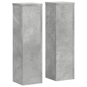 vidaXL Βάσεις Φυτών 2 τεμ. Γκρι Σκυρ. 17x17x60 εκ. Επεξεργασμένο Ξύλο