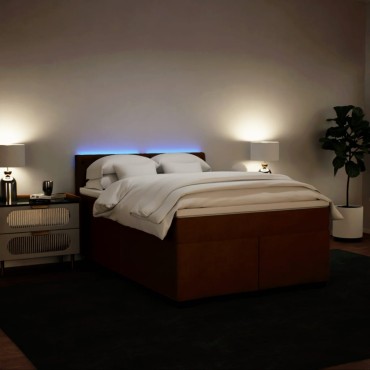 vidaXL Κρεβάτι Boxspring με Στρώμα Ροζ 140x200cm Βελούδινο 1 τεμ. - Διπλό