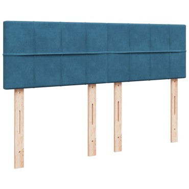 vidaXL Κρεβάτι Boxspring με Στρώμα Σκούρο Μπλε 140x200 εκ. Βελούδινο