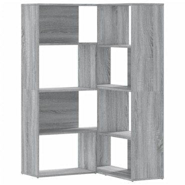 vidaXL Βιβλιοθήκη Γωνιακή 4 Επ. Γκρι Sonoma 85x85x140cm Επεξ. Ξύλο 1 τεμ.