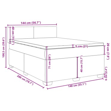 vidaXL Κρεβάτι Boxspring με Στρώμα Σκούρο Ροζ 140x200 εκ. Βελούδινο