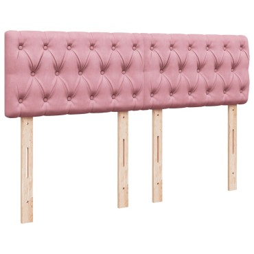 vidaXL Κρεβάτι Boxspring με Στρώμα Σκούρο Ροζ 140x200 εκ. Βελούδινο