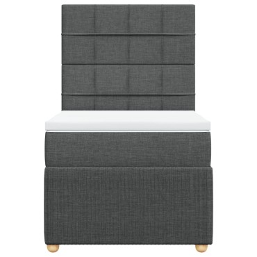 vidaXL Κρεβάτι Boxspring με Στρώμα Σκούρο Γκρι 90x190 εκ. Υφασμάτινο
