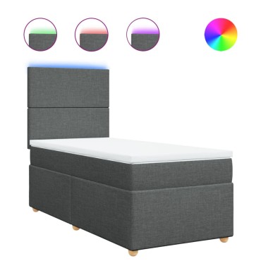 vidaXL Κρεβάτι Boxspring με Στρώμα Σκούρο Γκρι 90x200 εκ. Υφασμάτινο