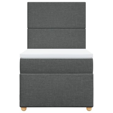 vidaXL Κρεβάτι Boxspring με Στρώμα Σκούρο Γκρι 90x200 εκ. Υφασμάτινο