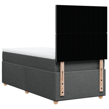 vidaXL Κρεβάτι Boxspring με Στρώμα Σκούρο Γκρι 90x200 εκ. Υφασμάτινο