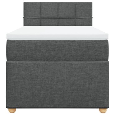 vidaXL Κρεβάτι Boxspring με Στρώμα Σκούρο Γκρι 90x200 εκ. Υφασμάτινο