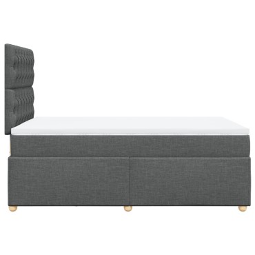 vidaXL Κρεβάτι Boxspring με Στρώμα Σκούρο Γκρι 120x190 εκ Υφασμάτινο