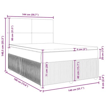 vidaXL Κρεβάτι Boxspring με Στρώμα Σκούρο Γκρι 140x190 εκ. Βελούδινο