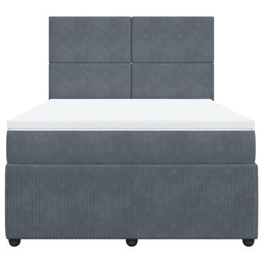 vidaXL Κρεβάτι Boxspring με Στρώμα Σκούρο Γκρι 140x190 εκ. Βελούδινο