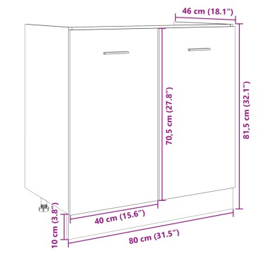 vidaXL Κάτω Ντουλάπι Lyon Sonoma Δρυς 80x46x81,5cm Επεξ. Ξύλο