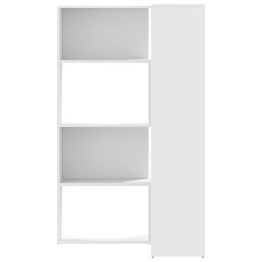 vidaXL Βιβλιοθήκη Γωνιακή 4 Επ. Λευκή 85x85x140cm Επεξ. Ξύλο 1 τεμ.
