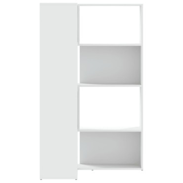 vidaXL Βιβλιοθήκη Γωνιακή 4 Επ. Λευκή 85x85x140cm Επεξ. Ξύλο 1 τεμ.