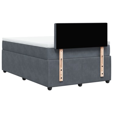 vidaXL Κρεβάτι Boxspring με Στρώμα Σκούρο Γκρι 120x200 εκ. Βελούδινο
