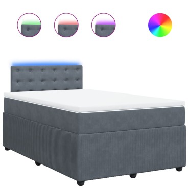 vidaXL Κρεβάτι Boxspring με Στρώμα Σκούρο Γκρι 120x190 εκ. Βελούδινο