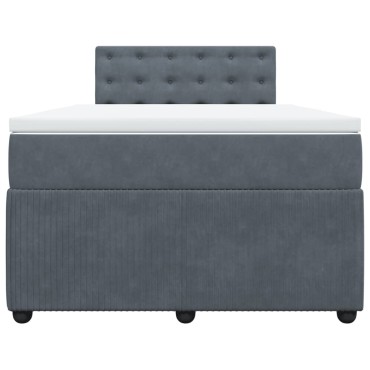 vidaXL Κρεβάτι Boxspring με Στρώμα Σκούρο Γκρι 120x190 εκ. Βελούδινο