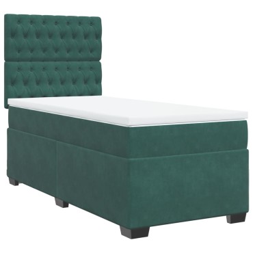 vidaXL Κρεβάτι Boxspring με Στρώμα Σκούρο Πράσινο 80x200 εκ. Βελούδινο