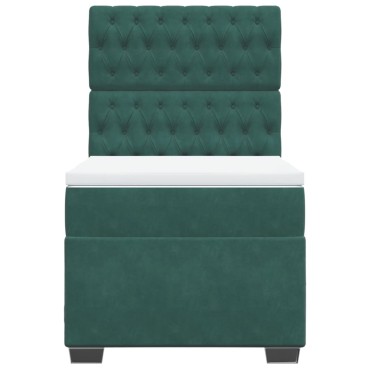 vidaXL Κρεβάτι Boxspring με Στρώμα Σκούρο Πράσινο 80x200 εκ. Βελούδινο