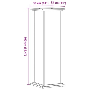 vidaXL Βάσεις Φυτών Καφέ Δρυς 33x33x100 εκ. Επεξεργασμένο Ξύλο