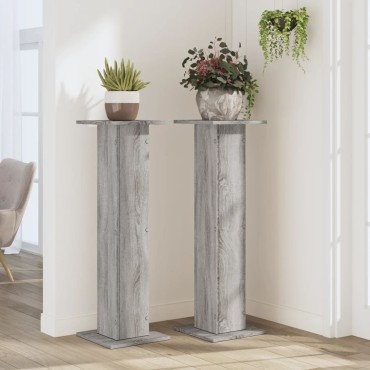 vidaXL Βάσεις Φυτών 2 τεμ. Γκρι Sonoma 30x30x95 εκ. Επεξ. Ξύλο