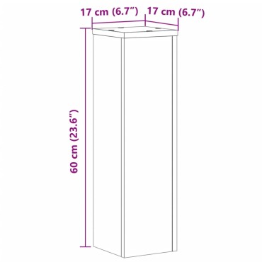 vidaXL Βάσεις Φυτών 2 Τεμ. Γκρι Sonoma 17x17x60 εκ. Επεξεργασμένο Ξύλο