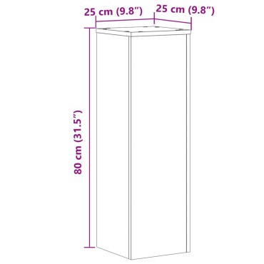 vidaXL Βάσεις Φυτών 2 Τεμ. Sonoma Δρυς 25x25x80 εκ. Επεξεργασμένο Ξύλο
