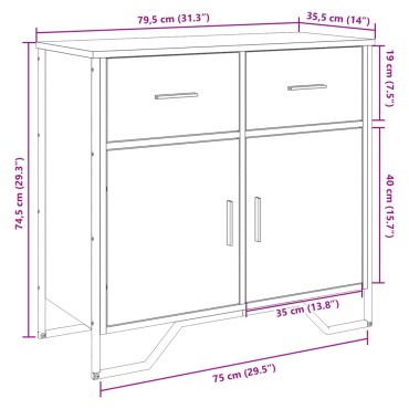 vidaXL Ντουλάπι Καπνιστή Δρυς 79,5x35,5x74,5cm από Επεξεργασμένο Ξύλο 1 τεμ.