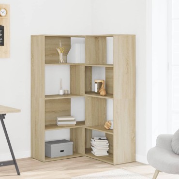 vidaXL Βιβλιοθήκη Γωνιακή 4 Επ. Sonoma Δρυς 85x85x140cm Επεξ. Ξύλο 1 τεμ.