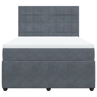 vidaXL Κρεβάτι Boxspring με Στρώμα Σκούρο Γκρι 140x190 εκ. Βελούδινο