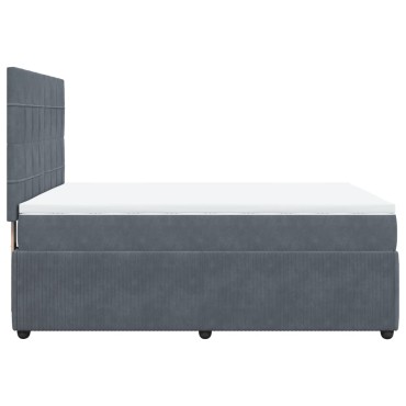 vidaXL Κρεβάτι Boxspring με Στρώμα Σκούρο Γκρι 140x190 εκ. Βελούδινο